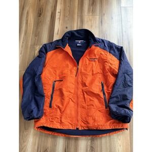 Ralph Lauren Polo Sport Fleece Lined Coat Jacket Full Zip Orange Blue Mens L